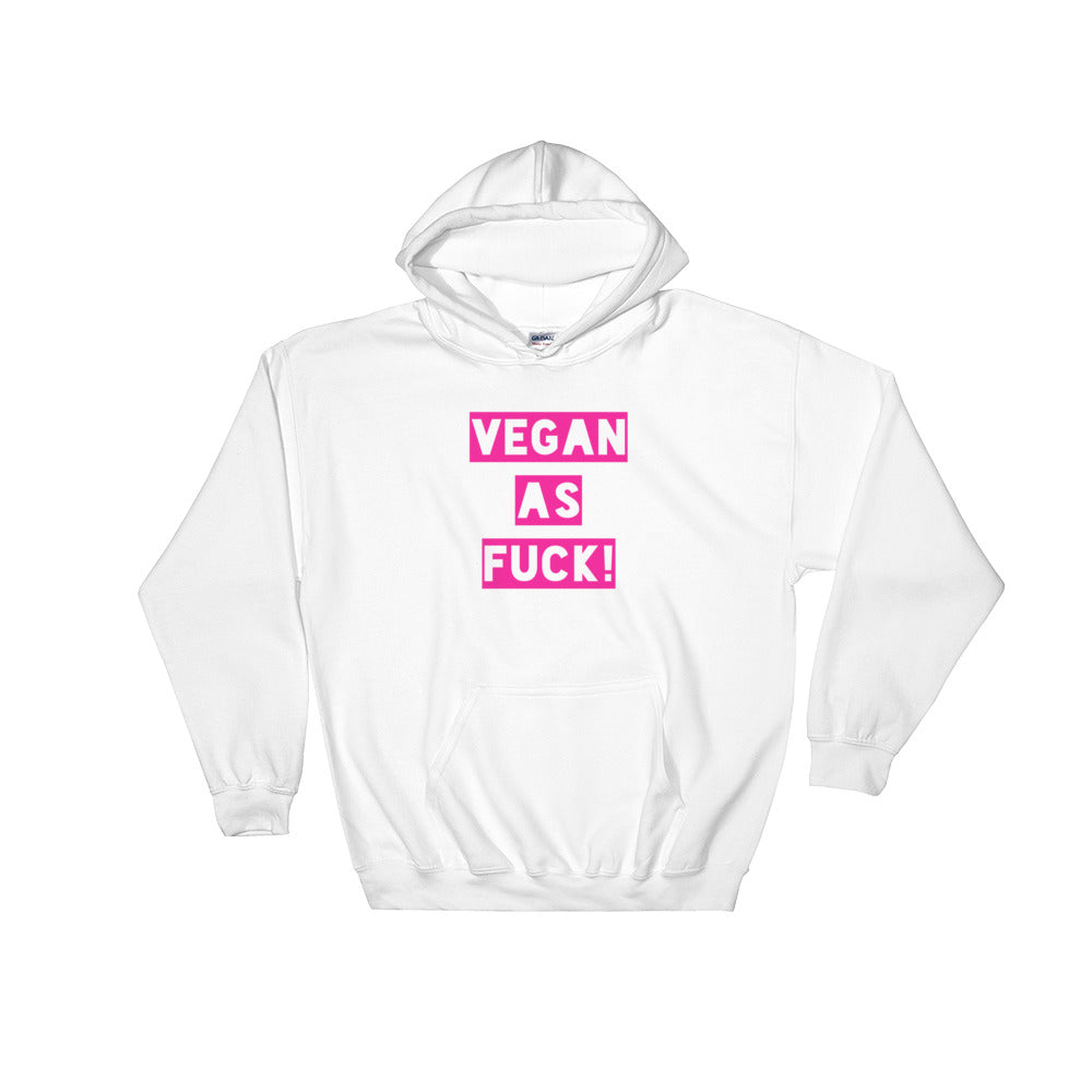 (Pink) Vegan AF - White Hooded Sweatshirt