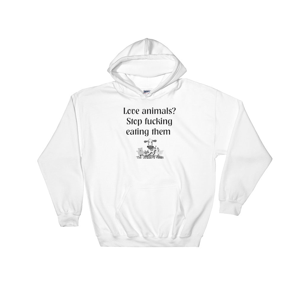 Just Stop - White Hooded Sweatshirt