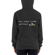 Load image into Gallery viewer, Real Animal Lovers Are Vegan Yup! Zip up Hoodie sweater